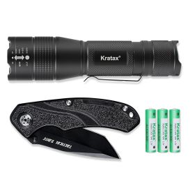 5.3oz Small & Extremely Zoomable LED Tactical Handheld Flashlight with Knife