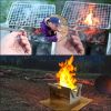 Card Stove Mini Barbecue Grill Fire Table Outdoor Firewood Stove Camping Barbecue Stove BBQ Stainless Steel Firewood Rack